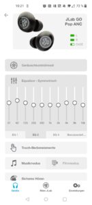 JLab Go Pop ANC Bluetooth-Kopfhörer App Equalizer-Einstellungen
