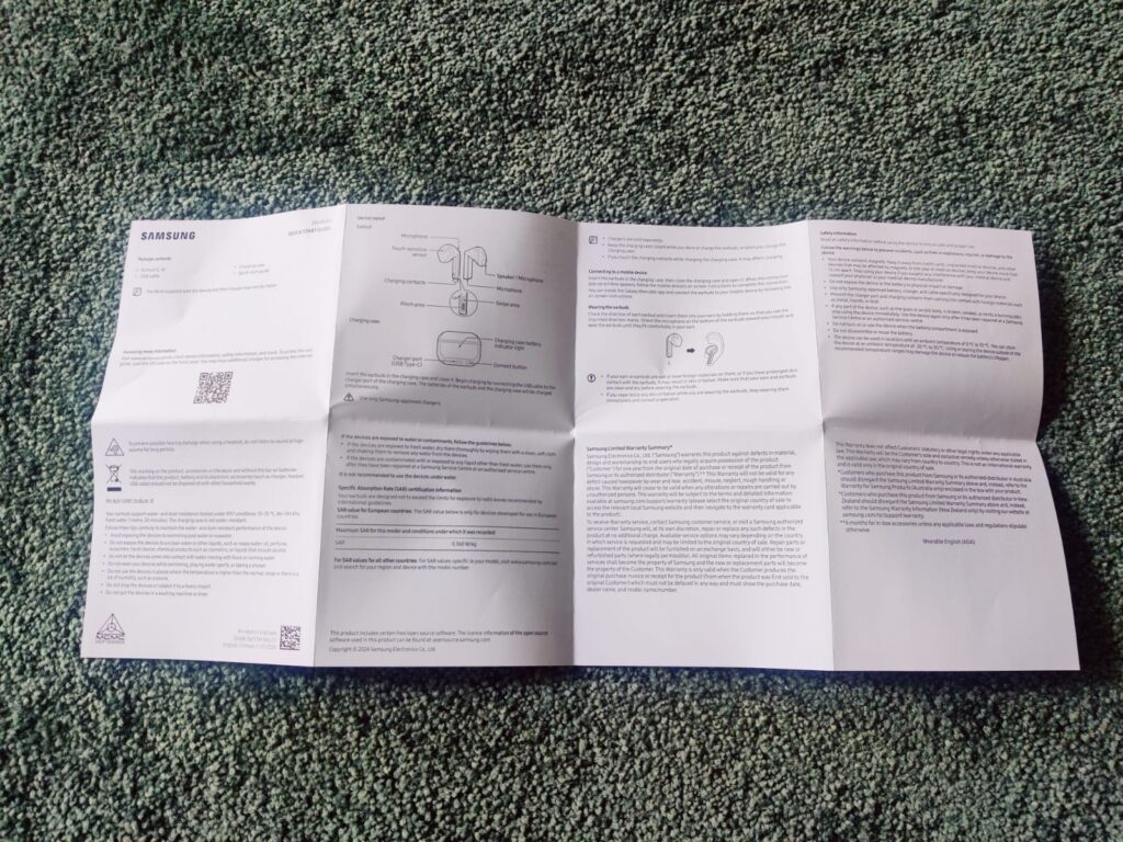 Samsung Galaxy Buds3 Kopfhörer Anleitung aufgeklappt