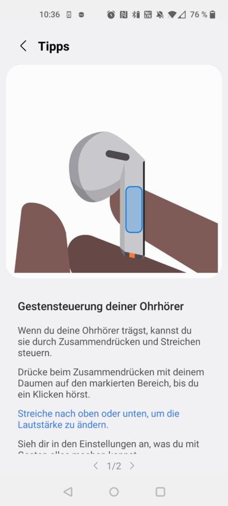 Samsung Galaxy Buds3 Kopfhörer App Gestensteuerung