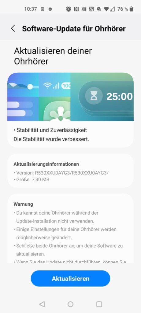 Samsung Galaxy Buds3 In-Ear-Kopfhörer App Software-Update