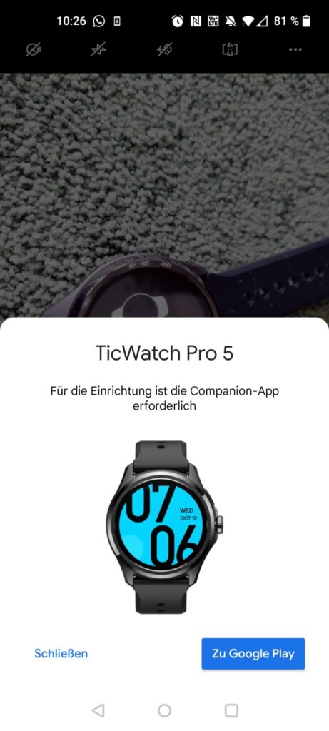 Mobvoi TicWatch Pro 5 Smartwatch App-Einrichtung
