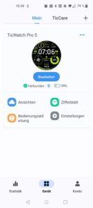 Mobvoi TicWatch Pro 5 Smartwatch App Übersicht