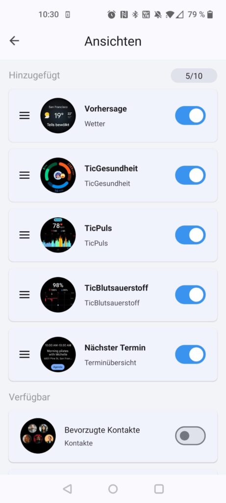 Mobvoi TicWatch Pro 5 Smartwatch App Ansichten