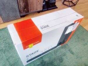 Creative Stage 2.1 Soundbar Umverpackung von oben