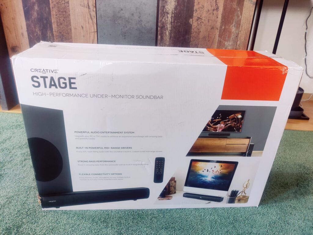 Creative Stage 2.1 Soundbar Umverpackung Rückseite