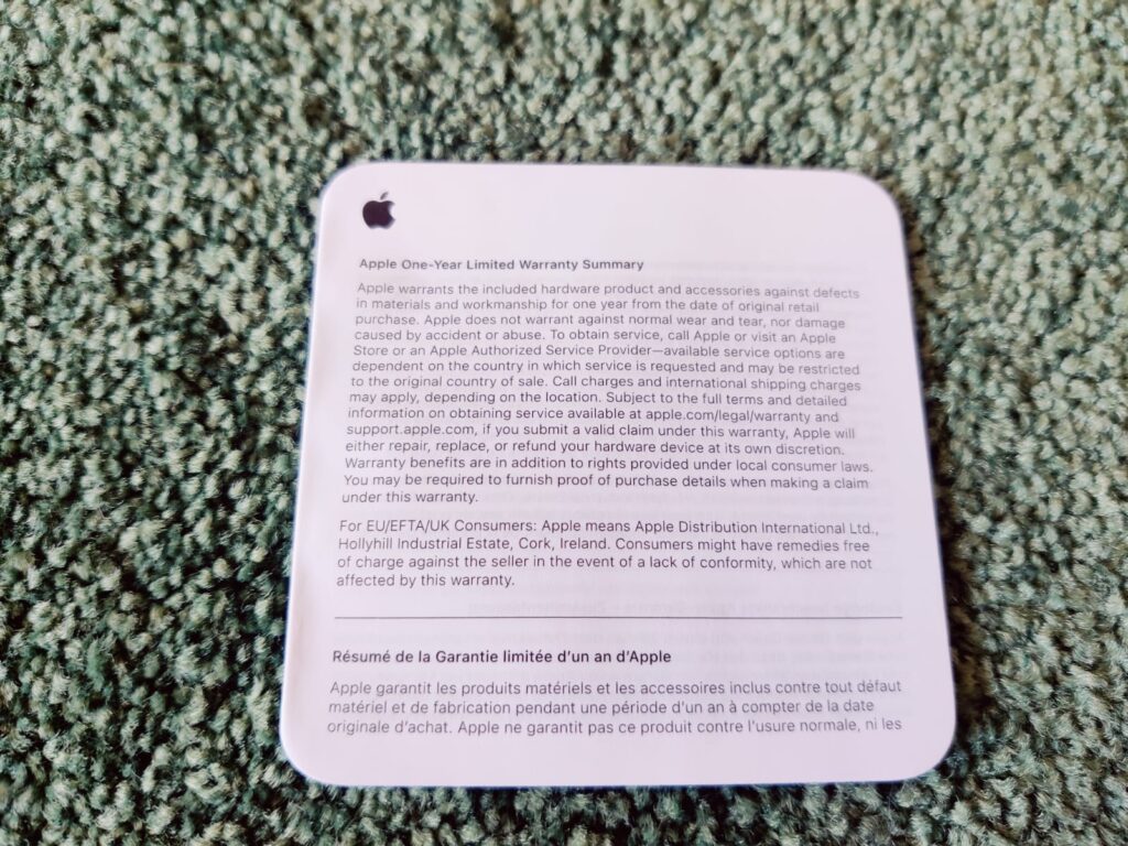 Apple AirPods (4. Generation) In-Ear-Kopfhörer Garantiekarte