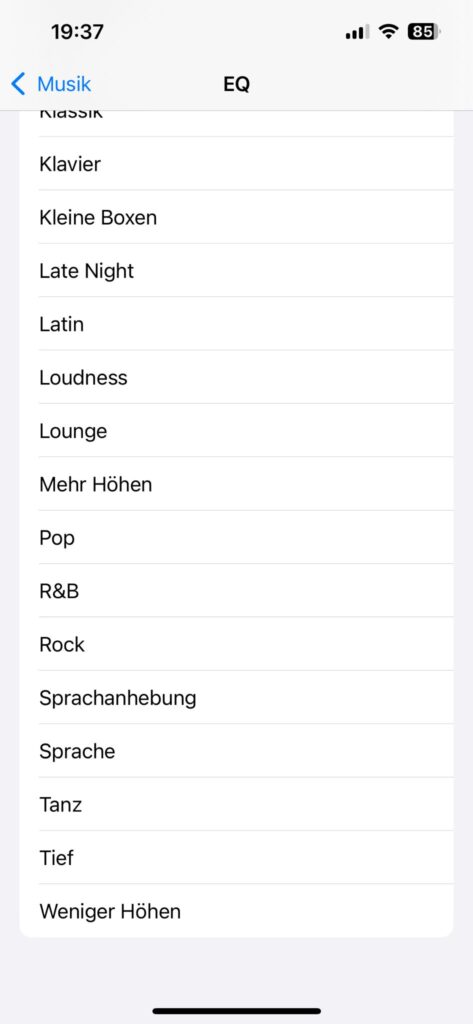 Apple AirPods (4. Generation) In-Ear-Kopfhörer Equalizer-Presets