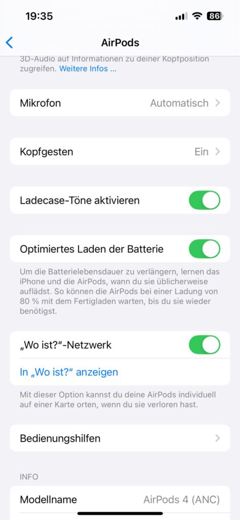Apple AirPods 4 Bluetooth-Kopfhörer Kopfgesten