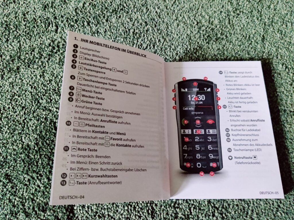 Emporia SIMPLICITY Seniorenhandy Bedienungsanleitung von innen