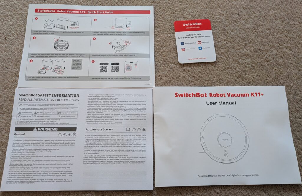 Anleitungen des SwitchBot K11+ Staubsauger-Roboters