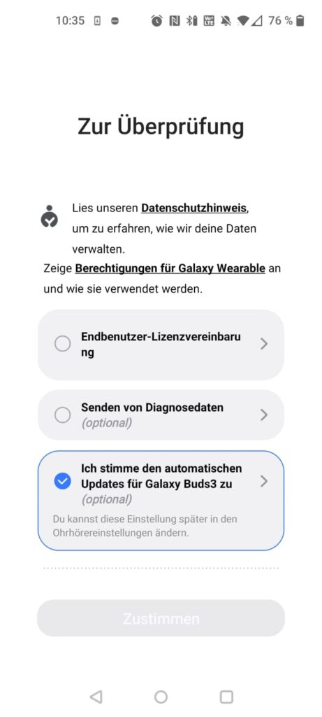 Samsung Galaxy Buds 3 In-Ear-Bluetooth-Kopfhörer App Datenschutz