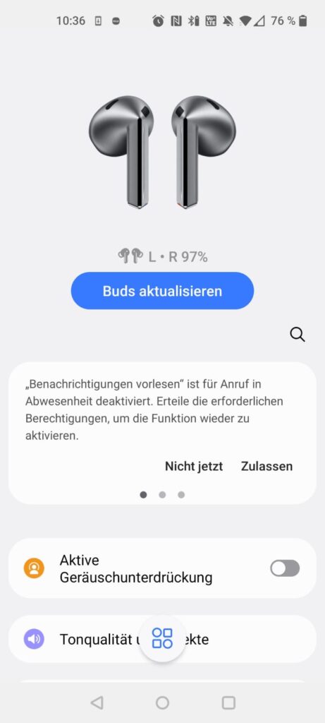 Samsung Galaxy Buds 3 In-Ear-Bluetooth-Kopfhörer App Übersicht