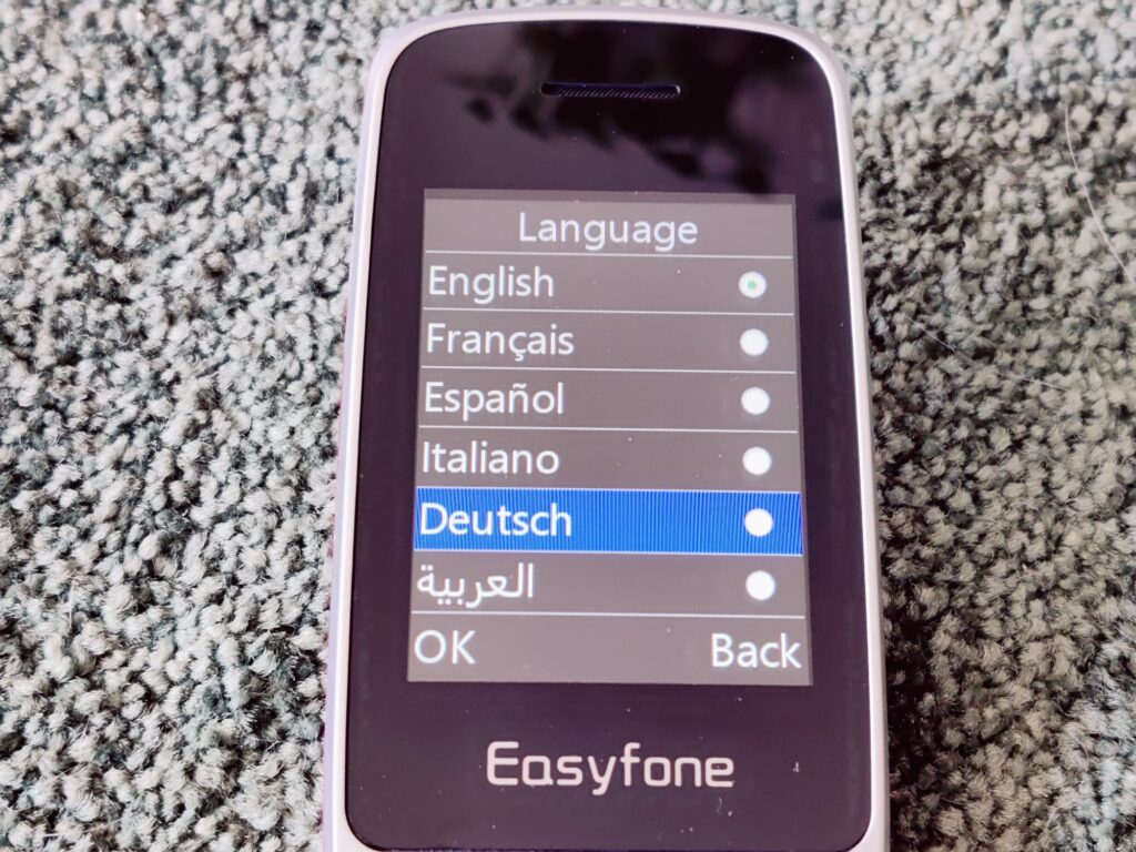 Easyfone Prime-A1 Pro Seniorenhandy Spracheinstellungen