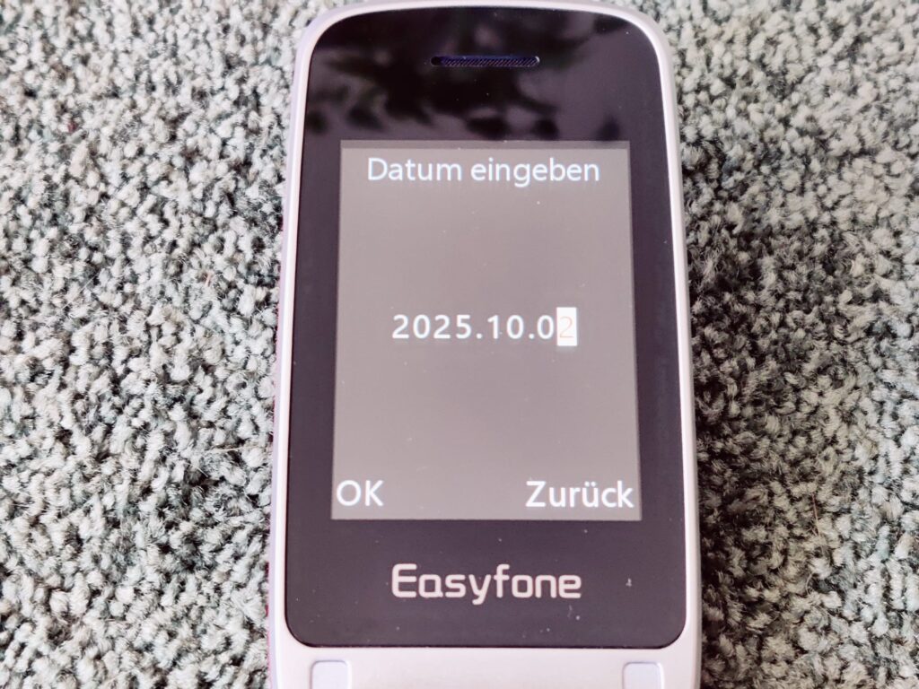 Easyfone Prime-A1 Pro Seniorenhandy Datum einstellen