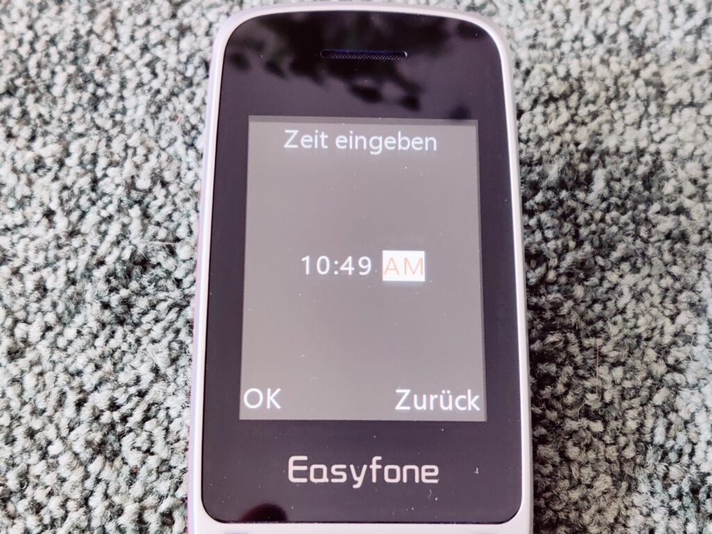 Easyfone Prime-A1 Pro Seniorenhandy Uhrzeit einstellen