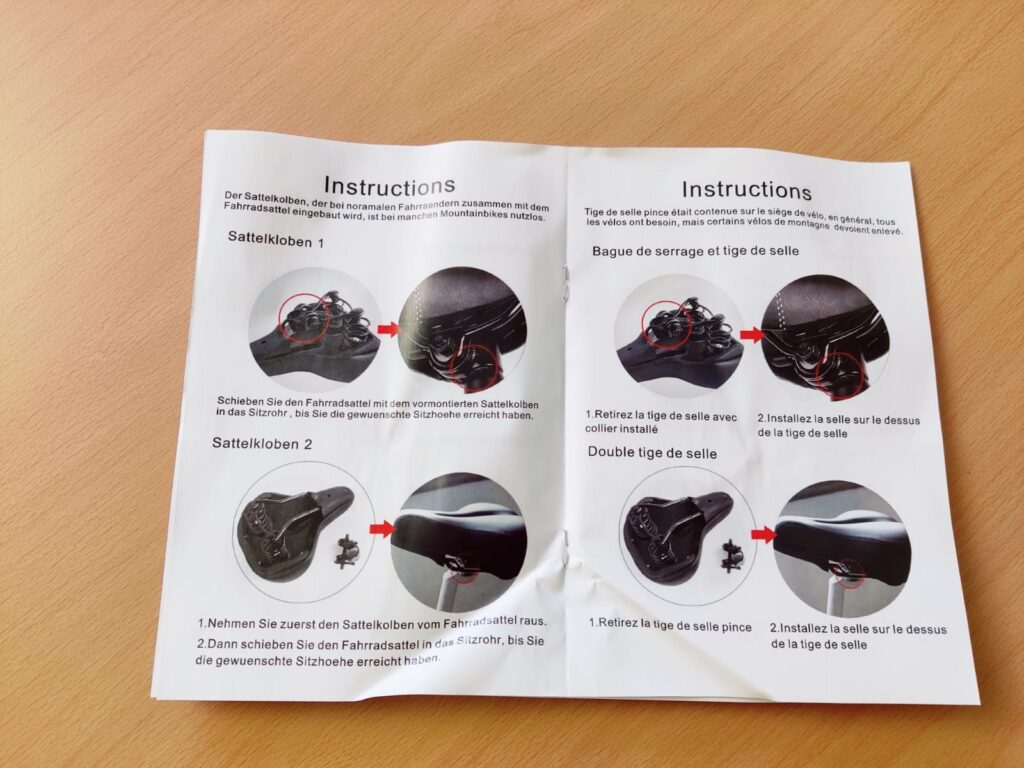 toptrek Top-01 Fahrradsattel Installationsanleitung innen