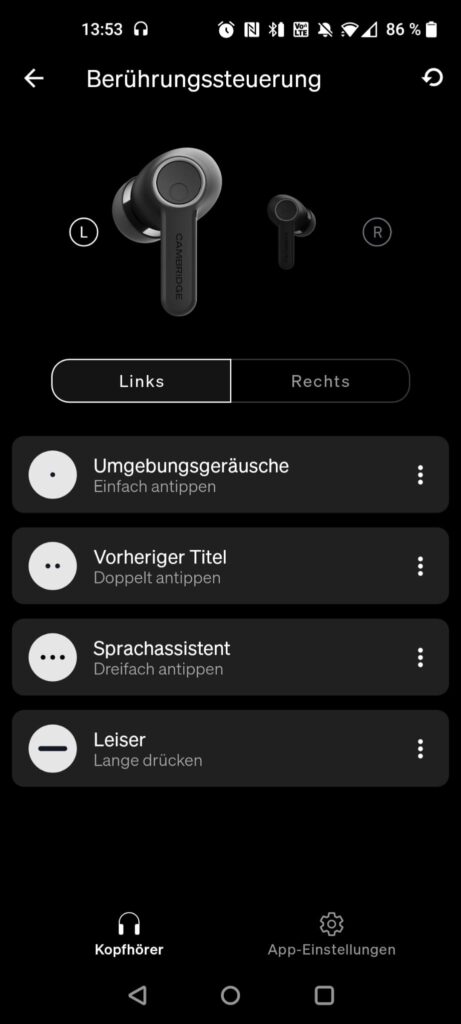 Cambridge Audio Melomania A100 In-Ear-Kopfhörer App Touchsteuerung