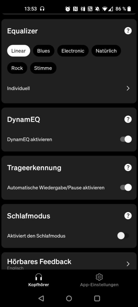 Cambridge Audio Melomania A100 In-Ear-Kopfhörer App EQ-Einstellungen