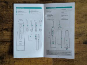 Anleitung der COSLUS C20 Munddusche geöffnet