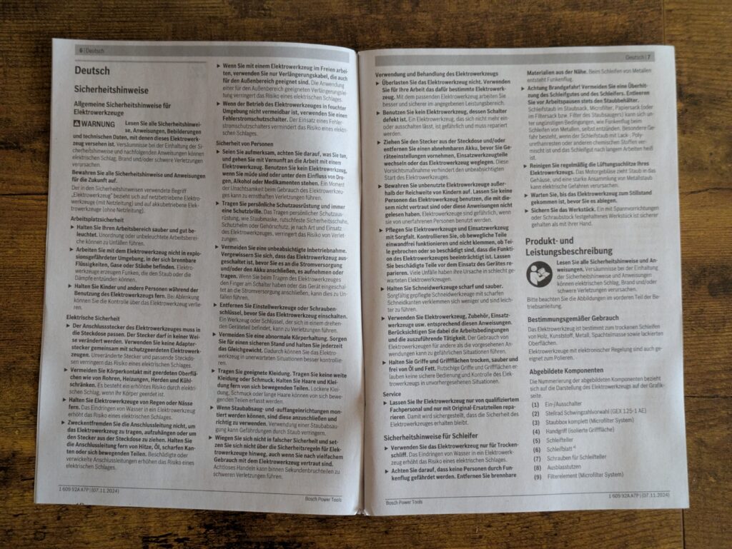 Anleitung des Bosch Professional GEX 125-1 AE Exzenterschleifers geöffnet