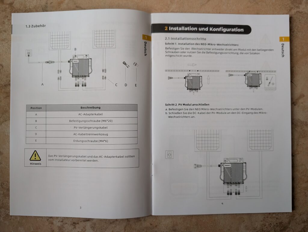 Anleitung des Wechselrichters des Solakon Balkonkraftwerks geöffnet (2)