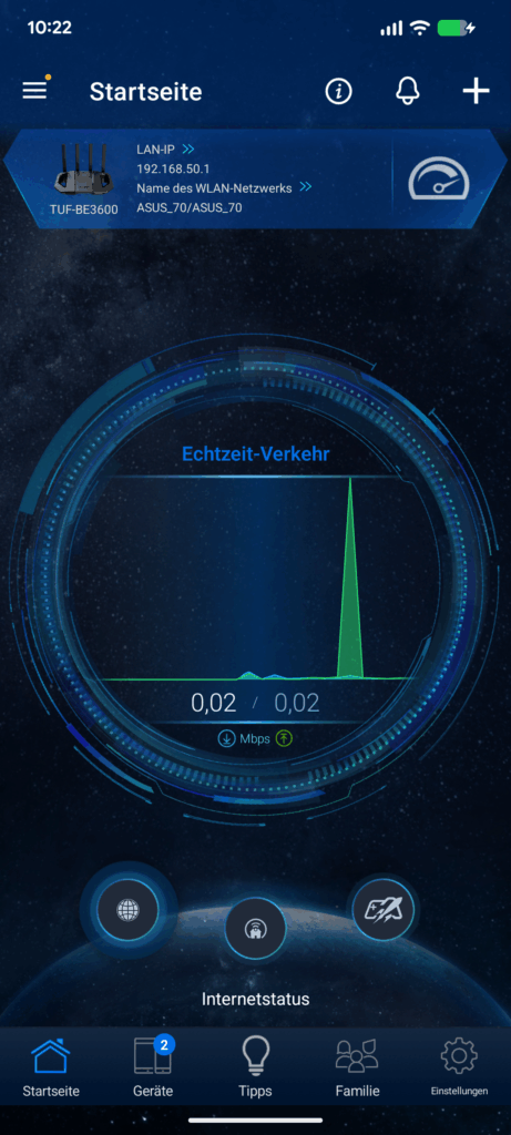 App des ASUS TUF Gaming BE3600 Routers