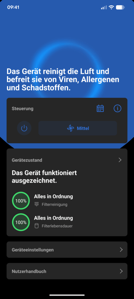App des Philips 600i Luftreinigers (2)