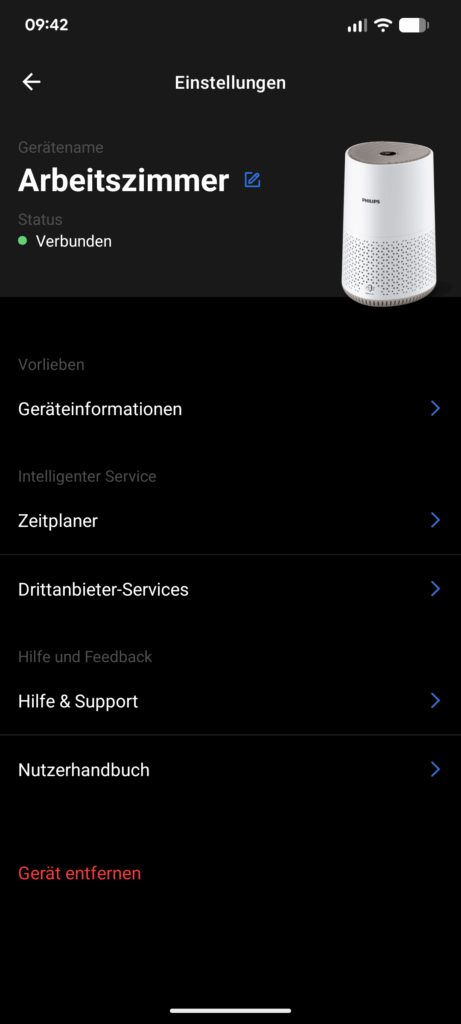App des Philips 600i Luftreinigers (7)