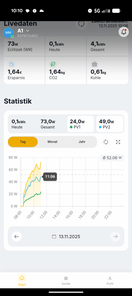 App des Solakon Balkonkraftwerks (2)