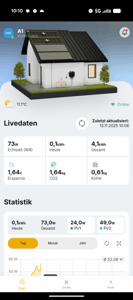 App des Solakon Balkonkraftwerks