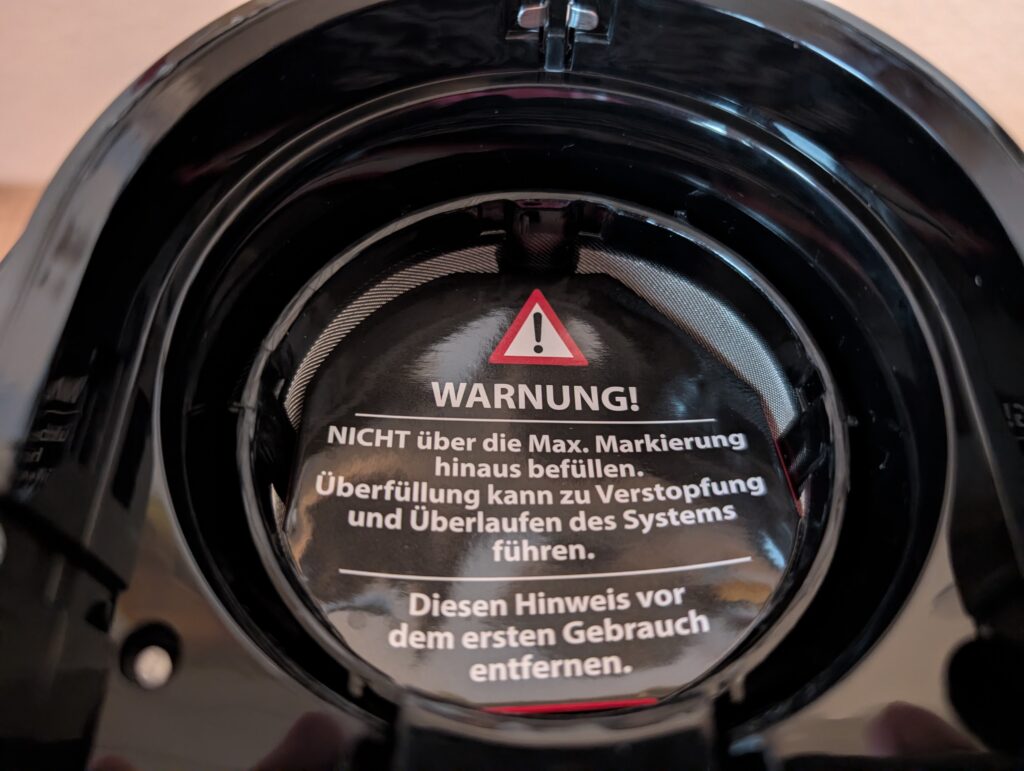 CASO Coffee Compact electronic Kaffeemaschine mit Mahlwerk Warnung