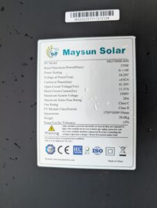 Datenlabel des Solarmoduls des Maysun Balkonkraftwerks