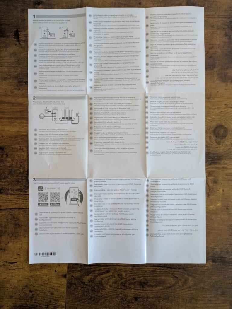 Kurzanleitung des ASUS TUF Gaming BE3600 Routers geöffnet