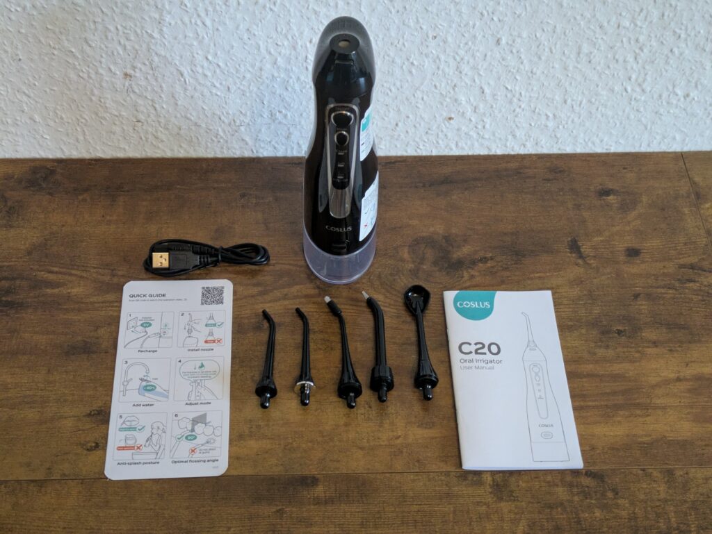 Lieferumfang der COSLUS C20 Munddusche