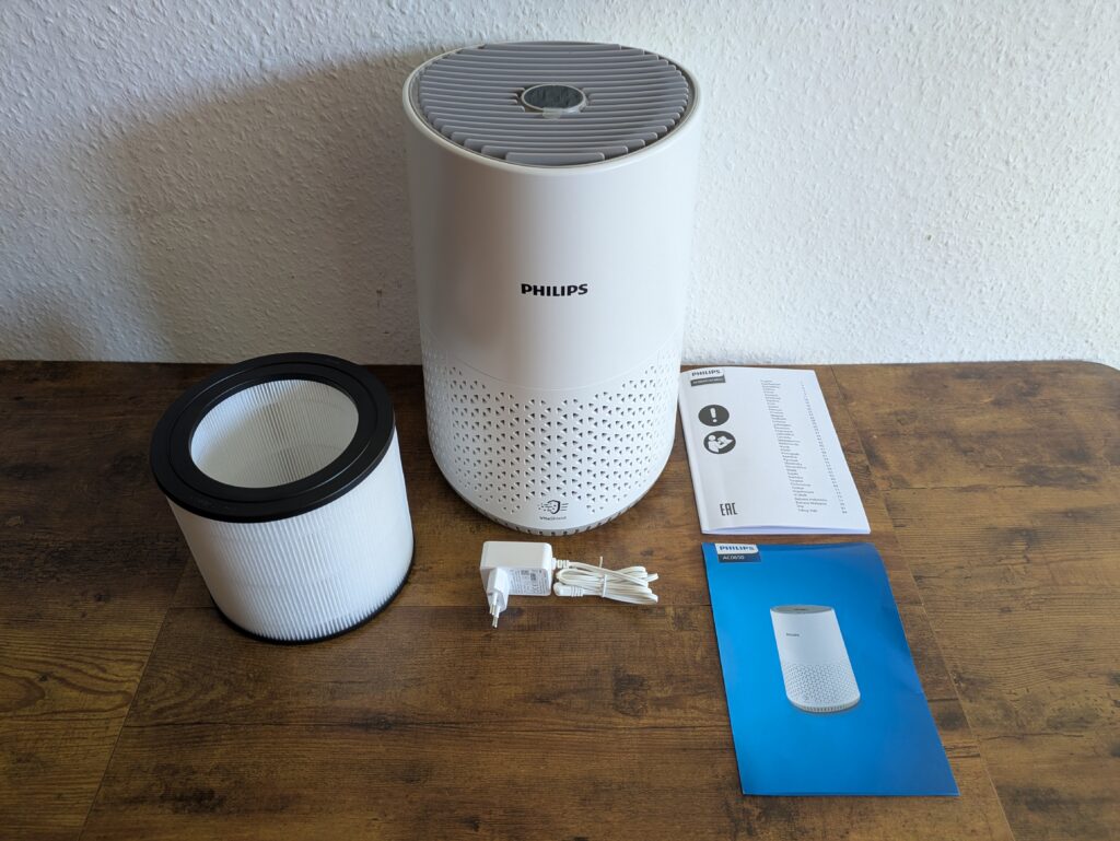 Lieferumfang des Philips 600i Luftreinigers mit Filter
