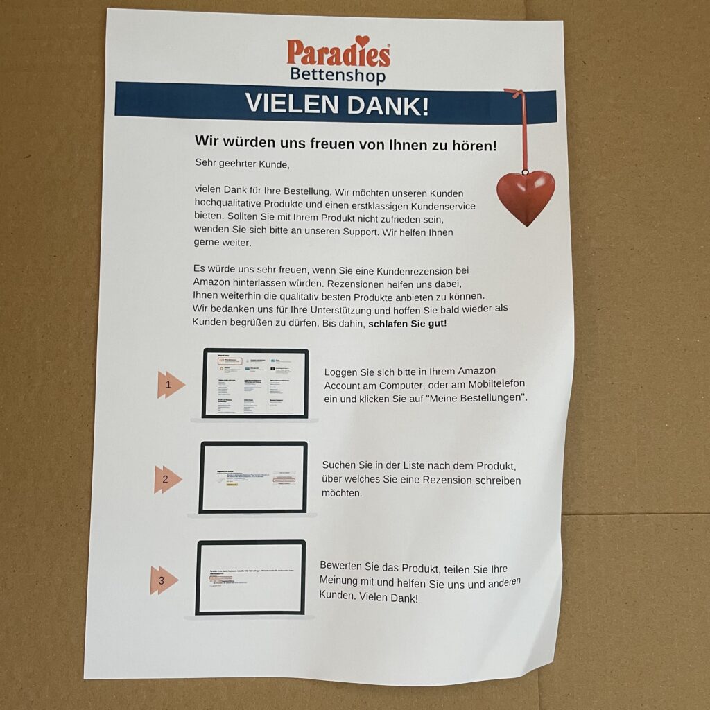 Paradies Prima Bio Bettdecke Beipackzettel