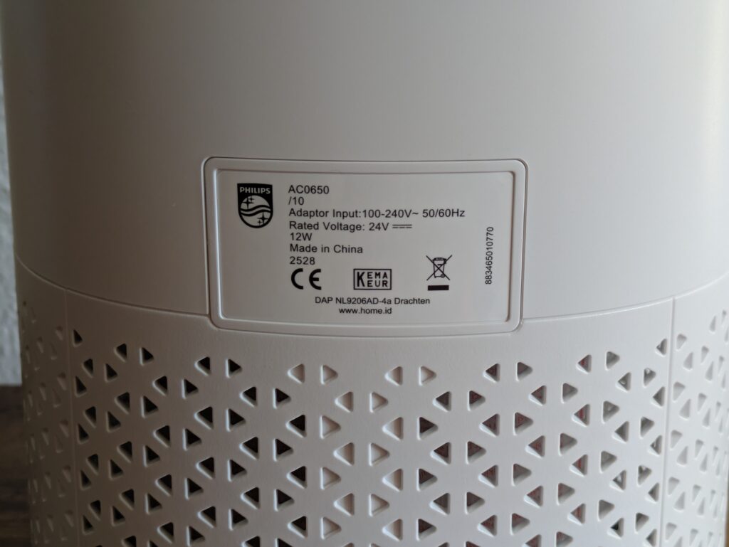 Philips 600i Luftreiniger von hinten in der Nahansicht