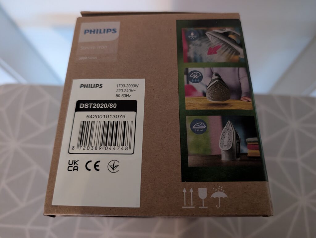 Philips DST202080 Dampfbügeleisen Verpackung Seite