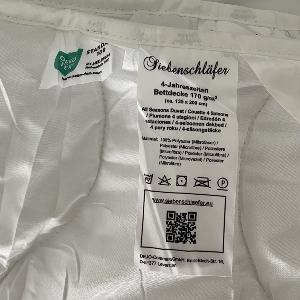 Siebenschläfer Vier-Jahreszeiten-Decke Hinweise