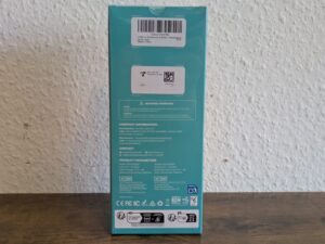 Verpackung der COSLUS C20 Munddusche von hinten