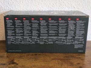 Verpackung des Metabo SXE 3125 Exzenterschleifers von hinten