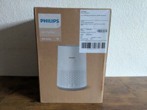 Verpackung des Philips 600i Luftreinigers von hinten
