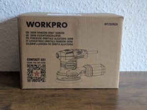 Verpackung des WORKPRO W125262 Exzenterschleifers