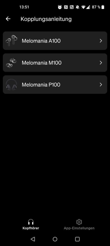 Cambridge Audio Melomania A100 In-Ear-Bluetooth-Kopfhörer App Kopplungsanleitung