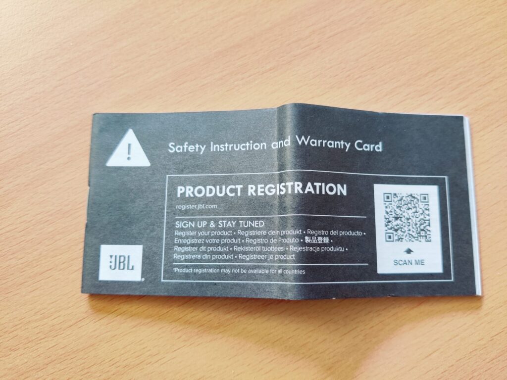 JBL Wave Beam 2 In-Ear-Bluetooth-Kopfhörer Garantiedokument