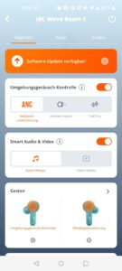 JBL Wave Beam 2 In-Ear-Kopfhörer App Übersicht