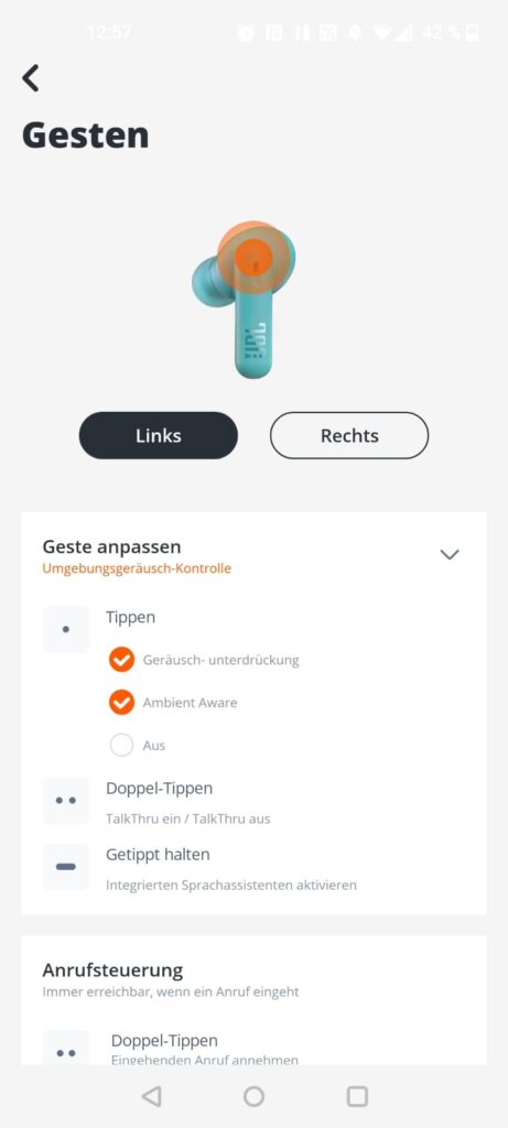 JBL Wave Beam 2 In-Ear-Bluetooth-Kopfhörer App Gestensteuerung