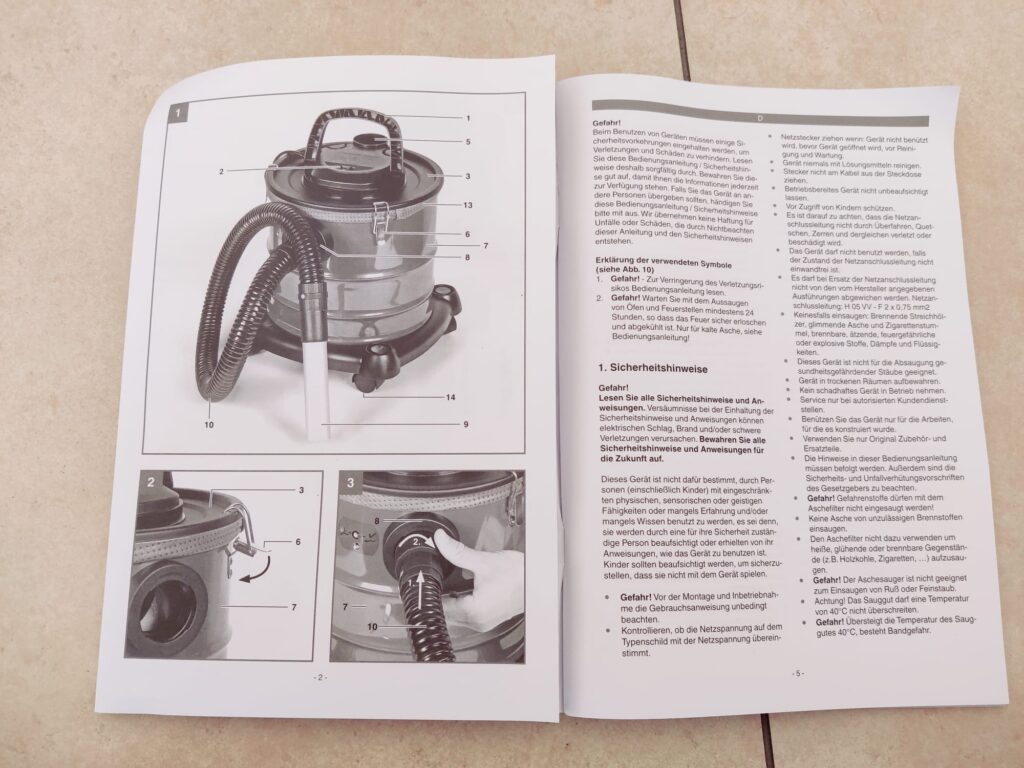 Einhell TC-AV 1720 DW Aschesauger Bedienungsanleitung innen