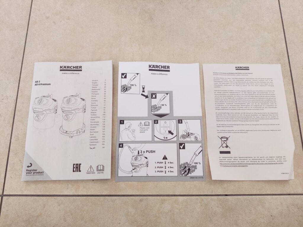 Kärcher AD 4 Premium Aschesauger Anleitungen