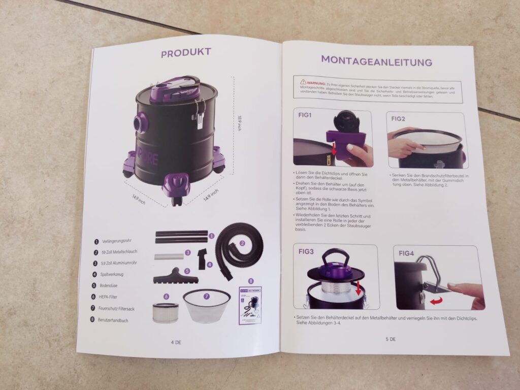 VANPORE BJ1811 Aschesauger Bedienungsanleitung innen